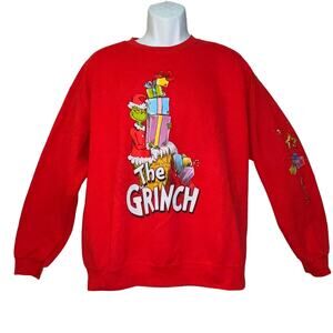The Grinch Piles of Presents Ugly Christmas Sweatshirt Size Medium